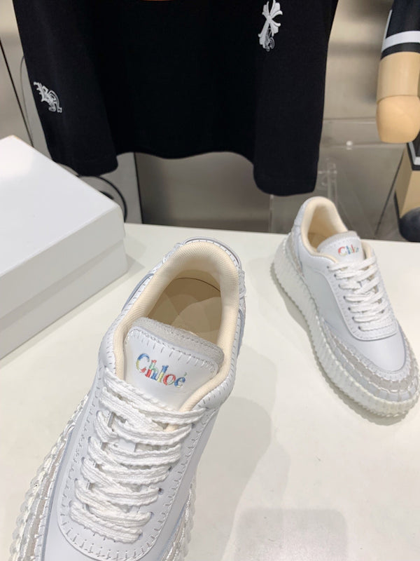 CHLOÉ NAMA SNEAKER 5 CM IN WHITE CALFSKIN