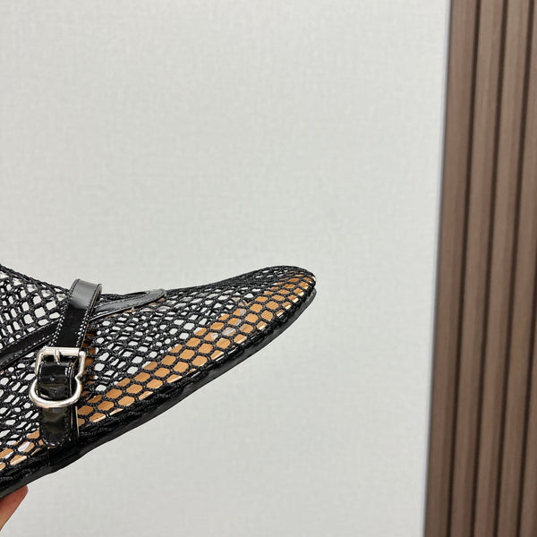 ALAIA SHORT BOOTS IN BLACK MESH FISHNET