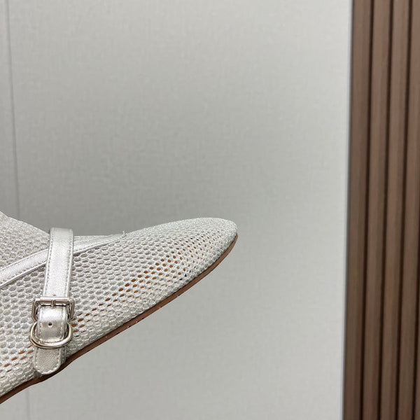 ALAIA SHORT BOOTS IN SILVER MESH FISHNET