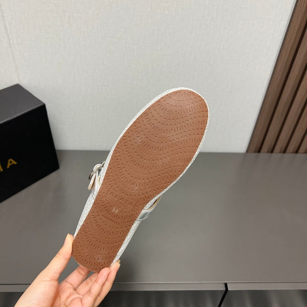 ALAIA SHORT BOOTS IN SILVER MESH FISHNET