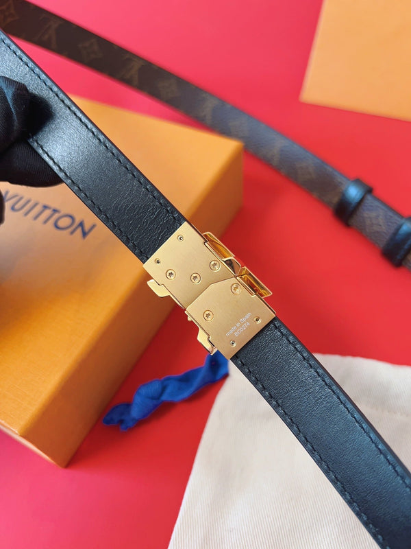LV GO-14 20MM BELT IN BROWN MONOGRAM CALFSKIN GOLD HARDWARE