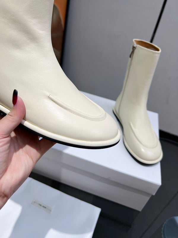 The Row Canal Boots Cream Cowhide 455038
