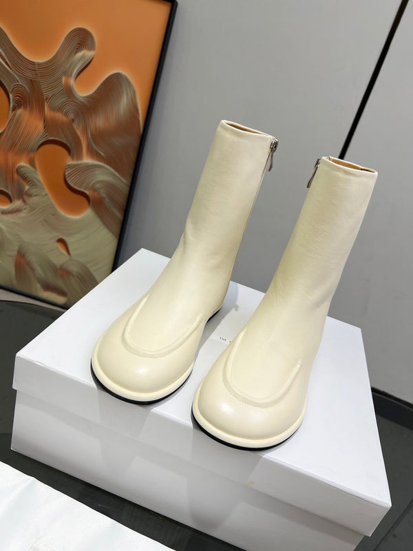 The Row Canal Boots Cream Cowhide 455038