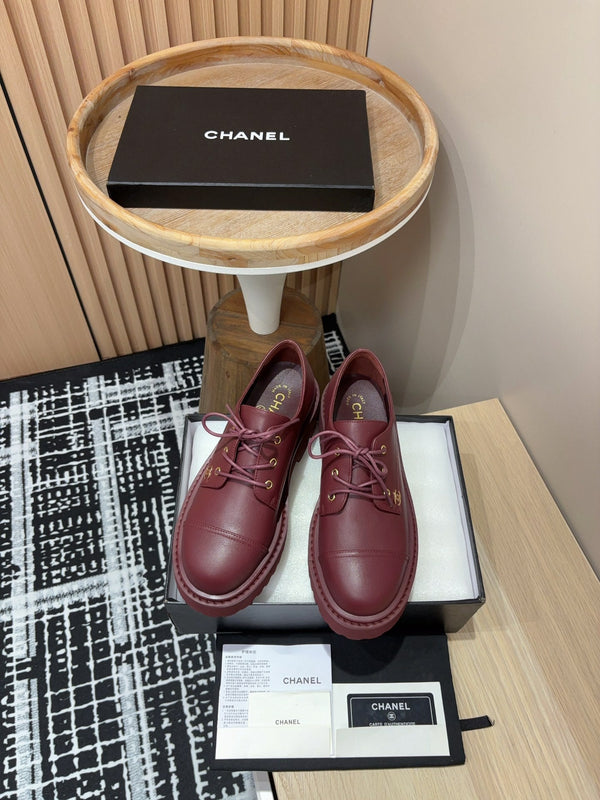 SCARPE CC OXFORD IN PELLE DI VITELLO ROSSO BORDEAUX
