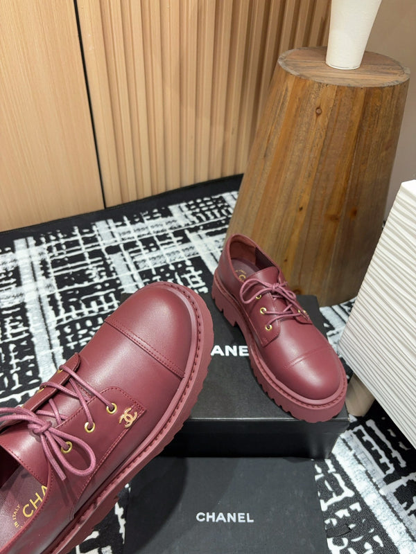SCARPE CC OXFORD IN PELLE DI VITELLO ROSSO BORDEAUX