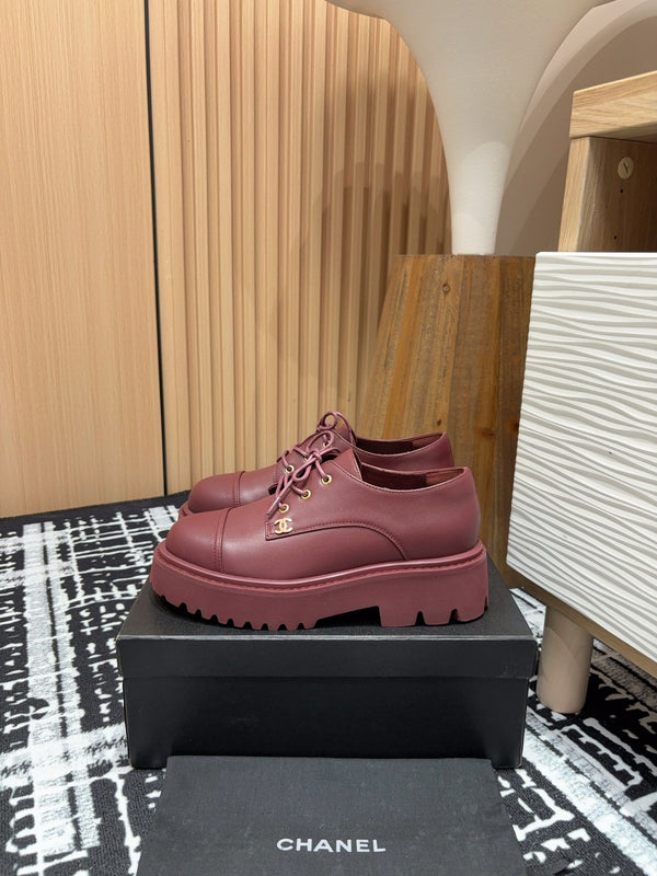 SCARPE CC OXFORD IN PELLE DI VITELLO ROSSO BORDEAUX