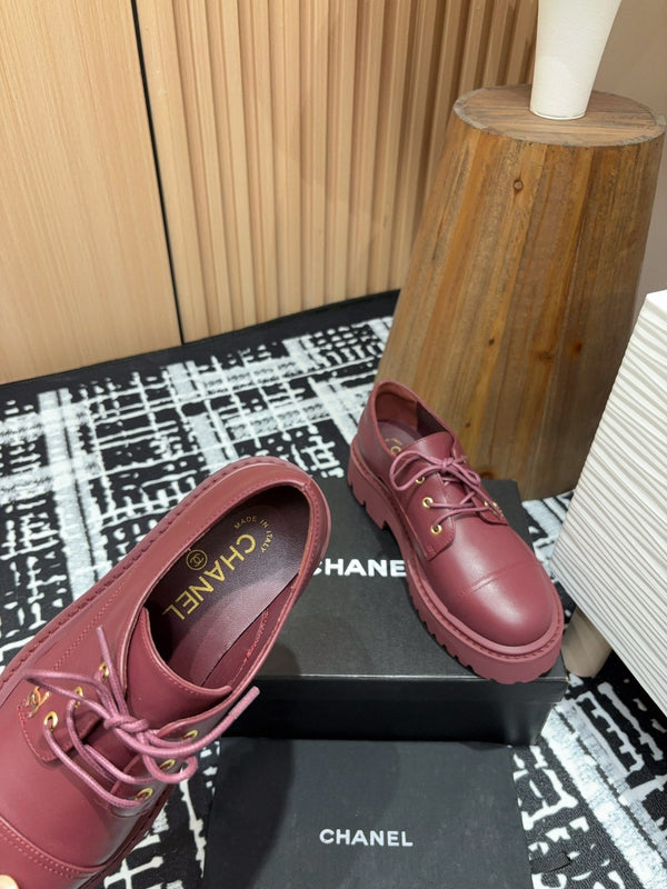 SCARPE CC OXFORD IN PELLE DI VITELLO ROSSO BORDEAUX