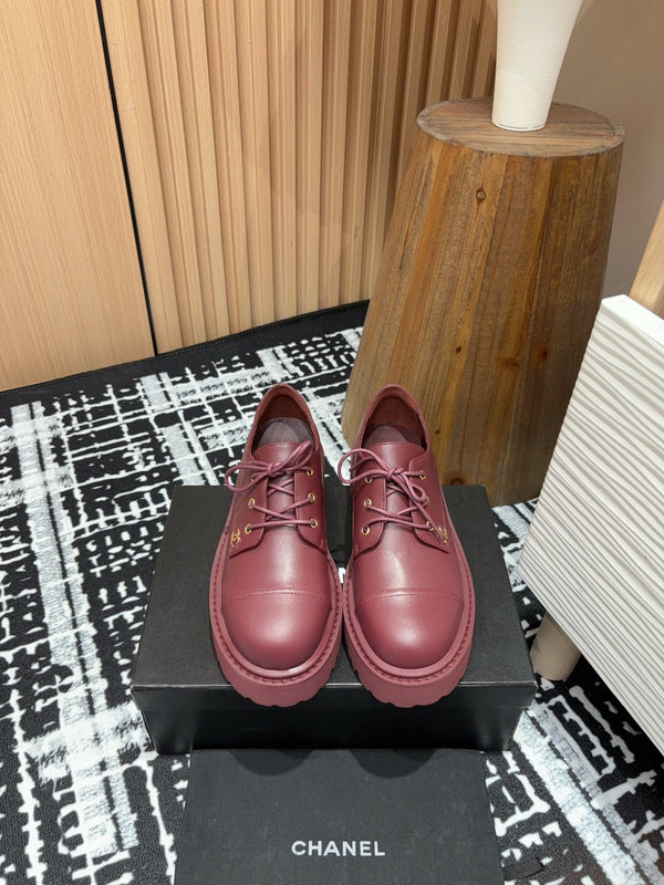 SCARPE CC OXFORD IN PELLE DI VITELLO ROSSO BORDEAUX