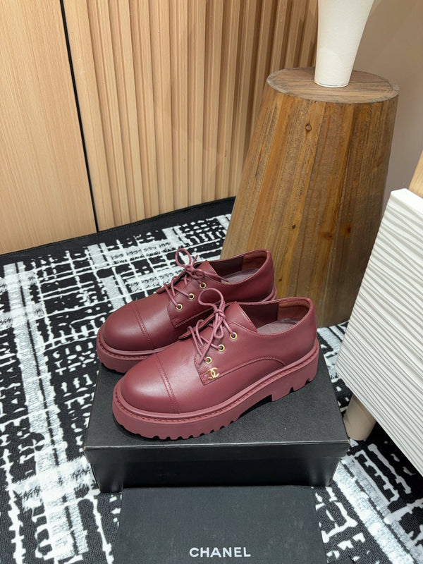 SCARPE CC OXFORD IN PELLE DI VITELLO ROSSO BORDEAUX