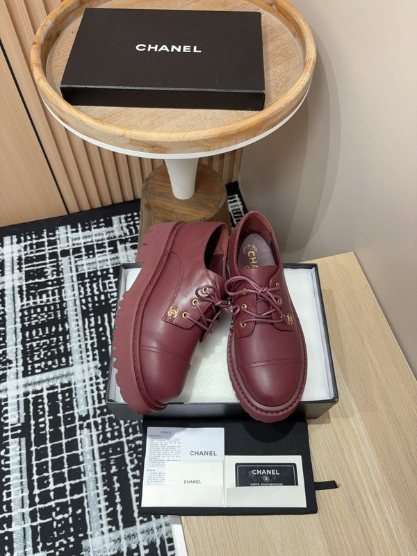 SCARPE CC OXFORD IN PELLE DI VITELLO ROSSO BORDEAUX