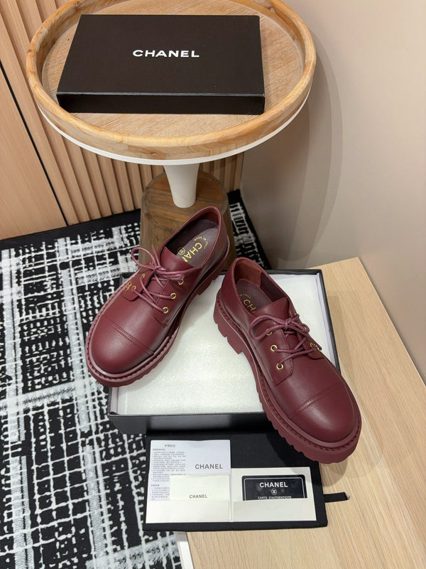 SCARPE CC OXFORD IN PELLE DI VITELLO ROSSO BORDEAUX
