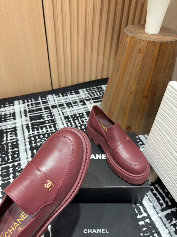 Mocassini CC in pelle di vitello rosso bordeaux