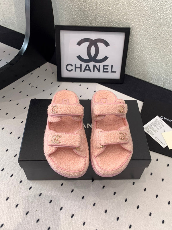 CC DAD SANDAL MULE IN PELLICCIA DI AGNELLO ROSA