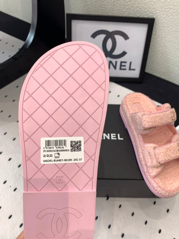CC DAD SANDAL MULE IN PELLICCIA DI AGNELLO ROSA