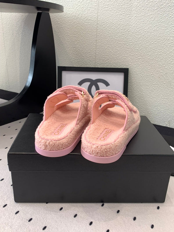 CC DAD SANDAL MULE IN PELLICCIA DI AGNELLO ROSA