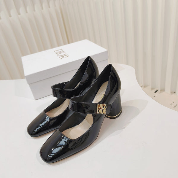 Miss Dior Pump 85mm in pelle di vacchetta nera lucida 111359