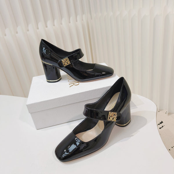 Miss Dior Pump 85mm in pelle di vacchetta nera lucida 111359