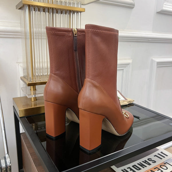 Stivaletto GG Horsebit 95 in pelle di vitello marrone