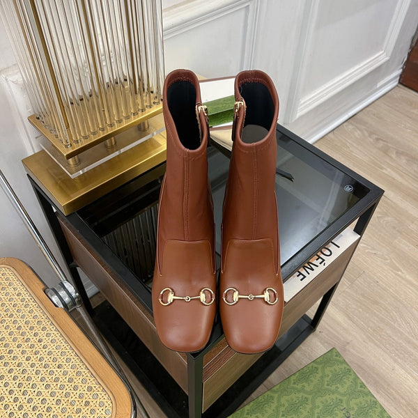 Stivaletto GG Horsebit 95 in pelle di vitello marrone