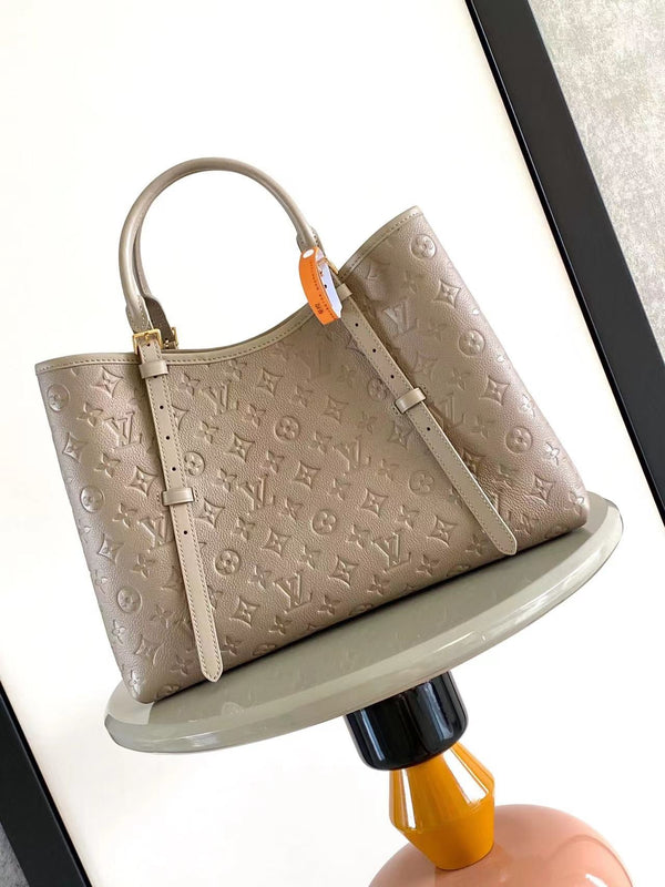 TOTE BABYLONE MM 39 IN PELLE EMPREINTE MONOGRAM TOURTERELLE