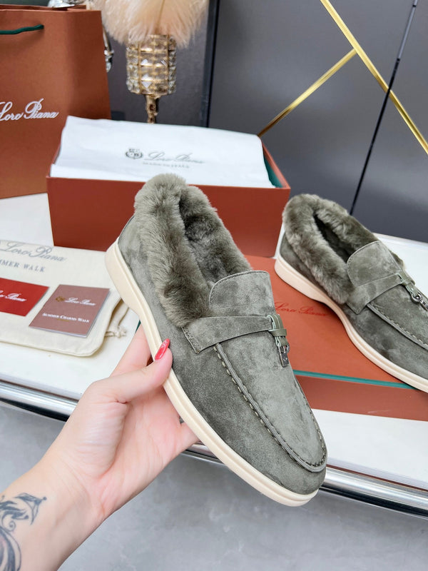 LP Summer Charm Walk Loafer Dark Grey Suede Lamb Fur