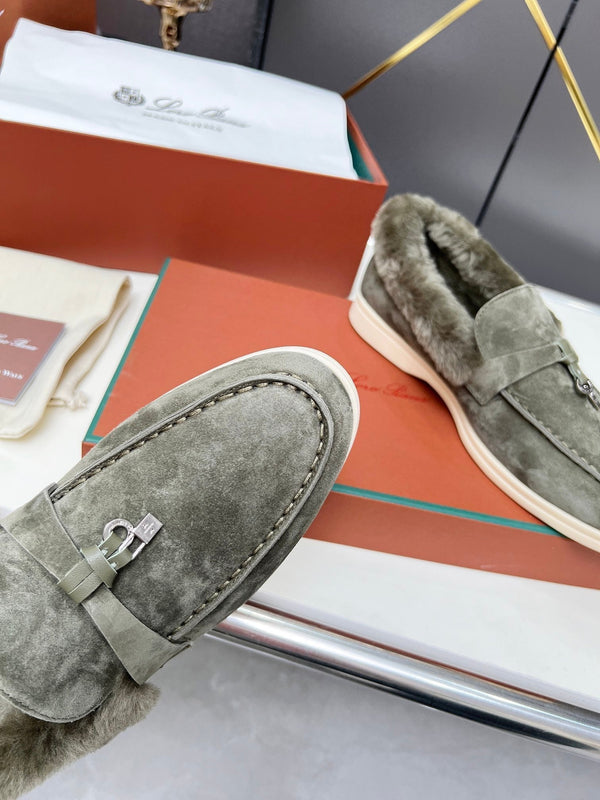 LP Summer Charm Walk Loafer Dark Grey Suede Lamb Fur