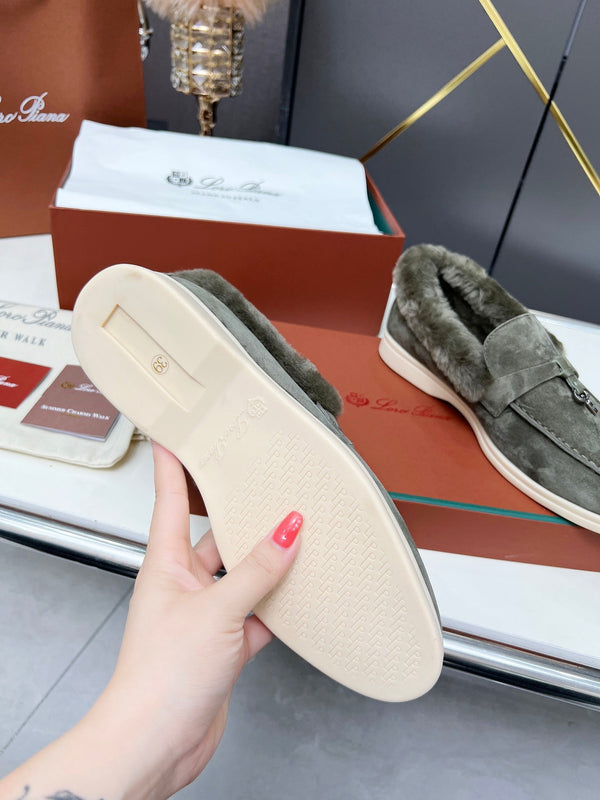 LP Summer Charm Walk Loafer Dark Grey Suede Lamb Fur