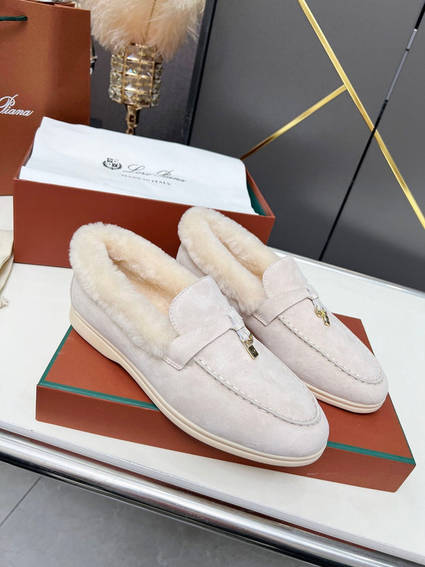 LP Summer Charm Walk Loafer Cream Suede Lamb Fur