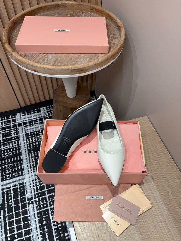 Miu Mary Jane White Lambskin