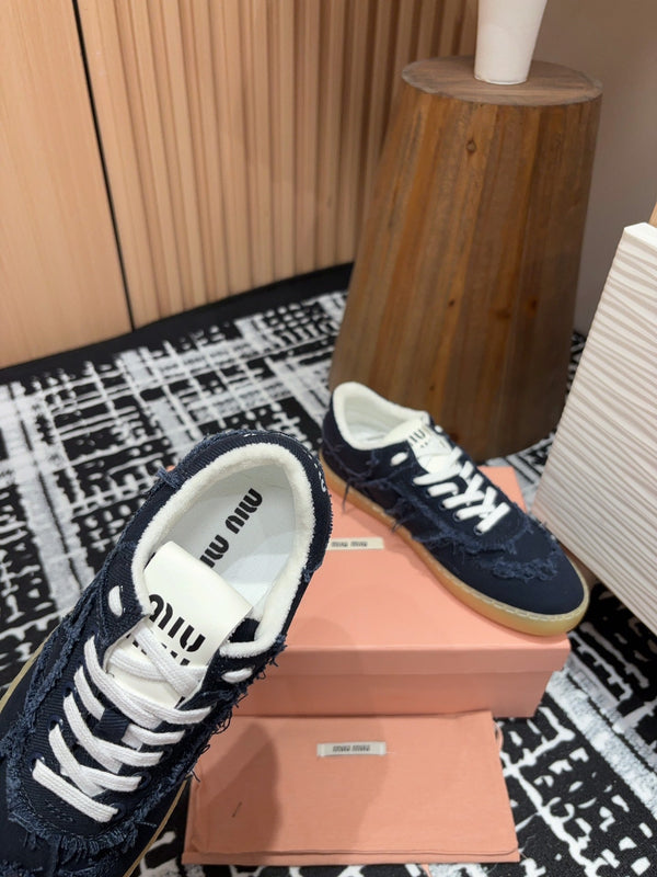 Sneakers Miu in denim in tessuto nero