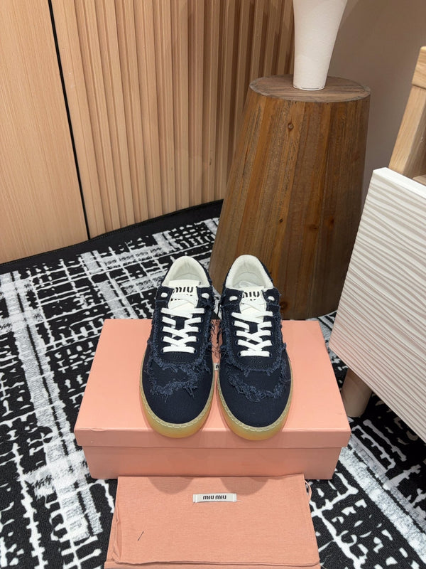 Sneakers Miu in denim in tessuto nero