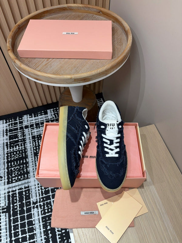 Sneakers Miu in denim in tessuto nero