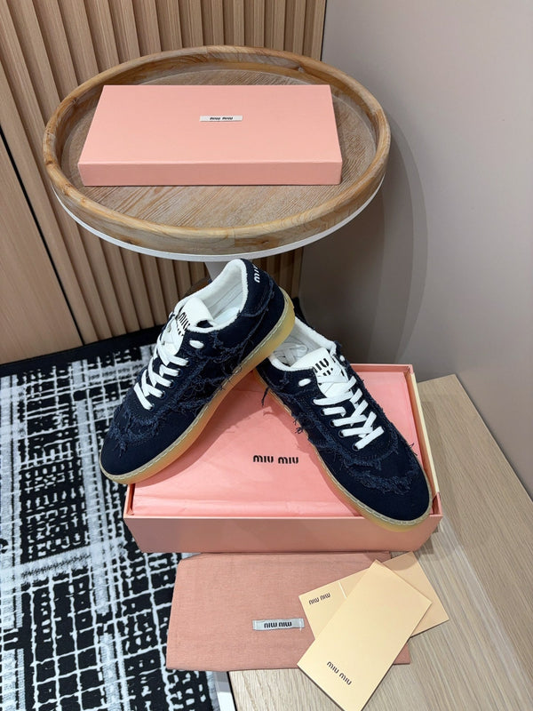Sneakers Miu in denim in tessuto nero