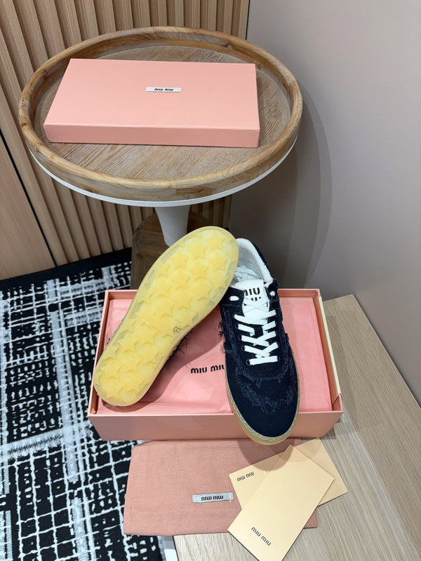 Sneakers Miu in denim in tessuto nero