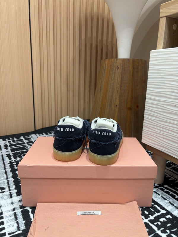 Sneakers Miu in denim in tessuto nero