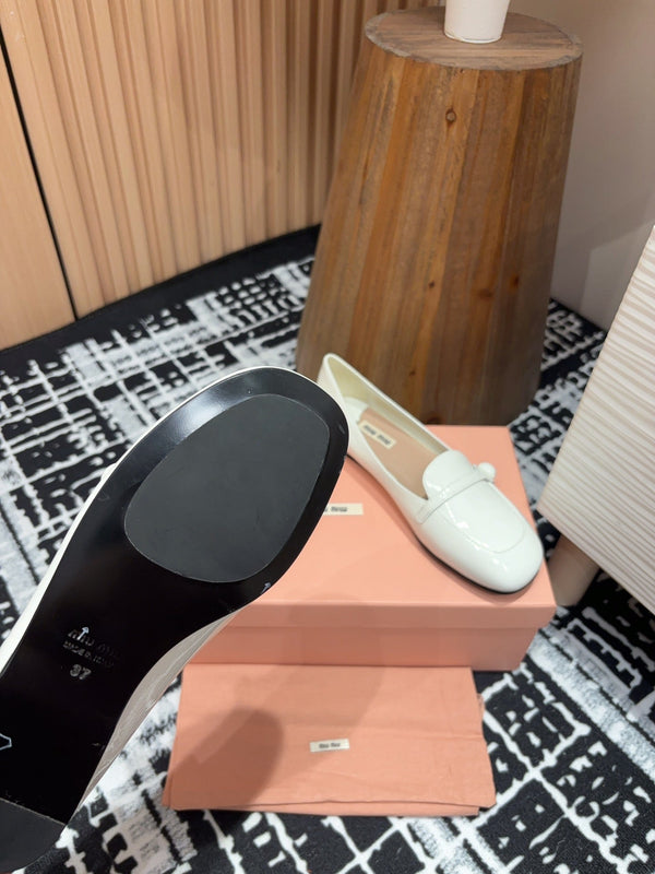 Miu Loafers White Cowhide