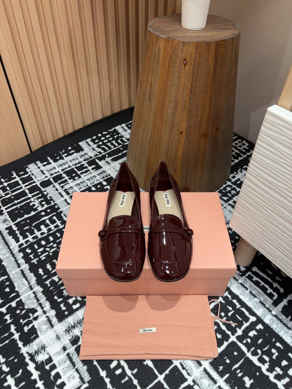 Miu Loafers Dark Red Cowhide