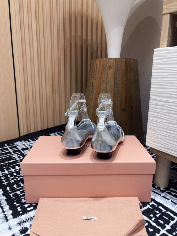 Miu Mary Jane Silver Metallic Lambskin