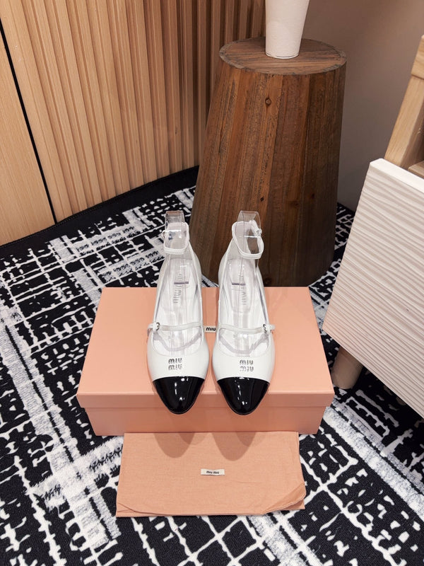 Miu Ballet Flat White Porcelain Sheepskin