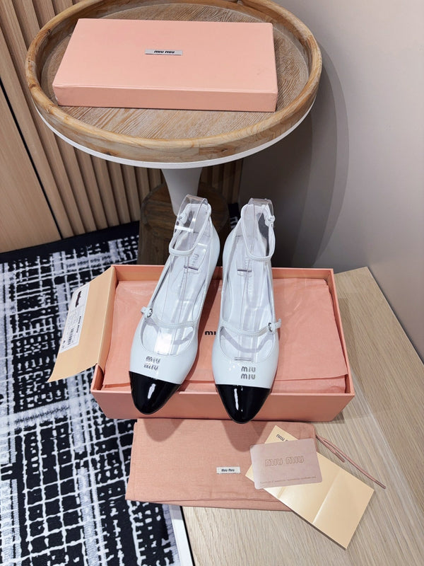 Miu Mary Jane White Porcelain Lambskin