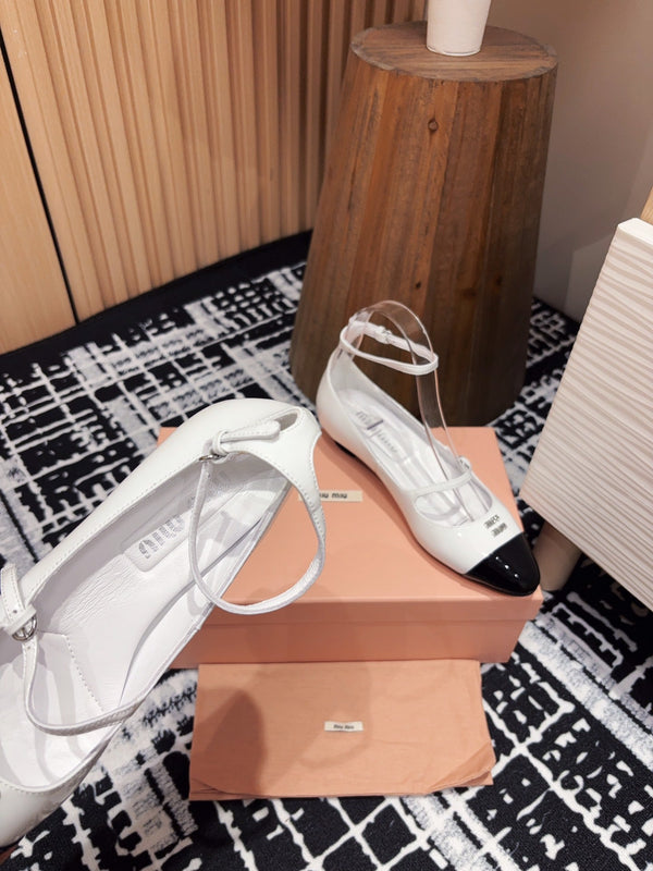 Miu Mary Jane White Porcelain Lambskin