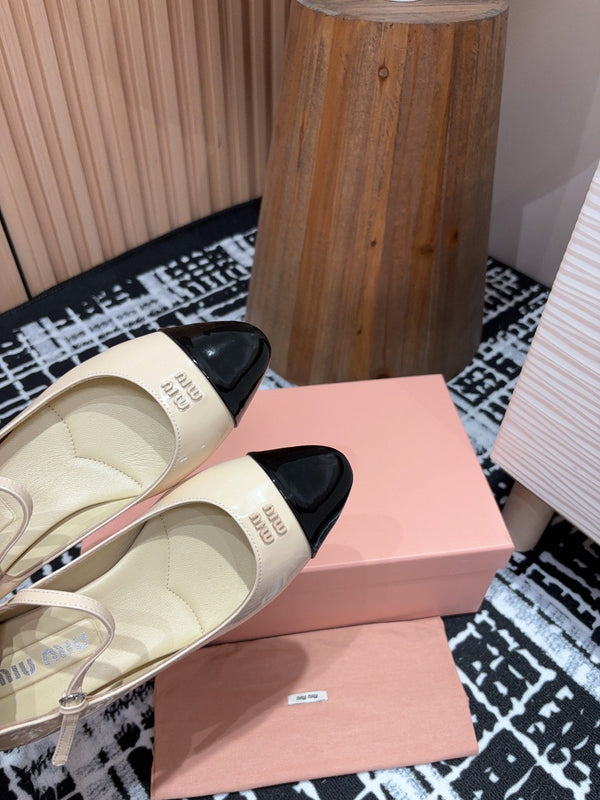 Miu Mary Jane Beige Shiny Lambskin