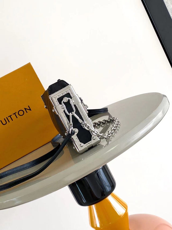 SLIM TRUNK 23 IN PELLE DI VITELLO NERA CON FERRAMENTA IN ARGENTO