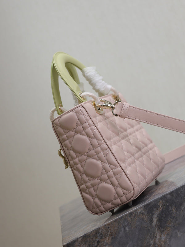 Lady Bag 17cm Pink Pale Green Lambksin