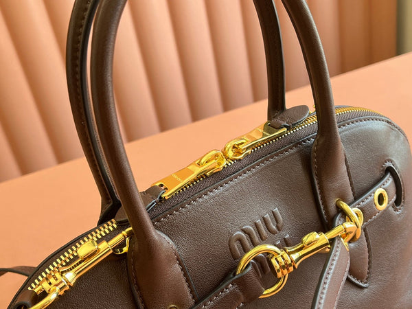 Briarwood Aventure Nappa Leather Top-handle Bag 33cm Brown 231060