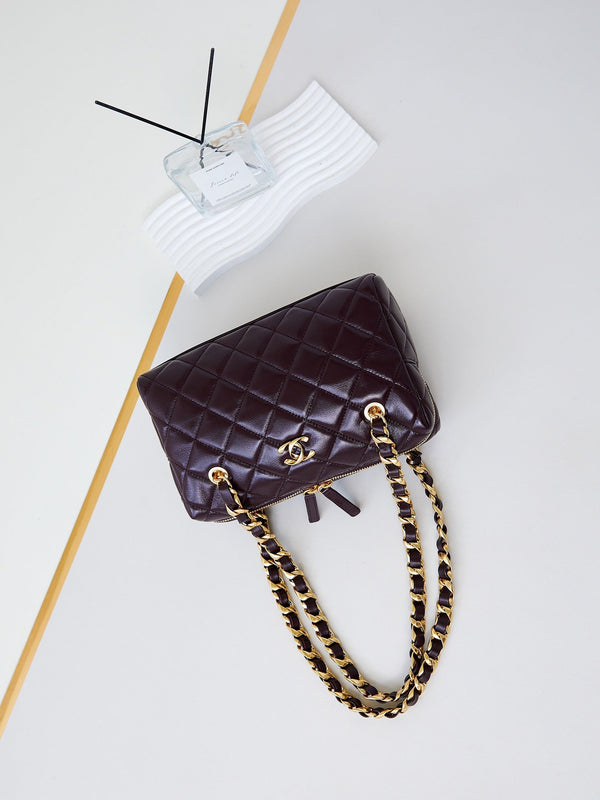 CC 24K Bowling Bag 25cm Burgundy Waxed Lambskin