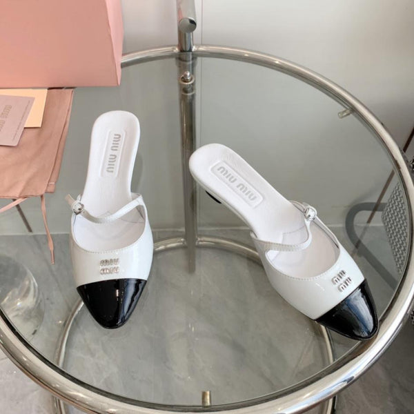 Miu Mules White Cowhide
