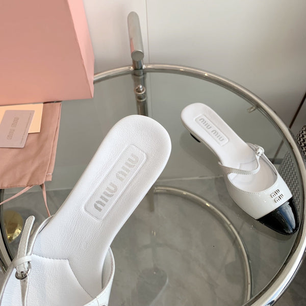 Miu Mules White Cowhide