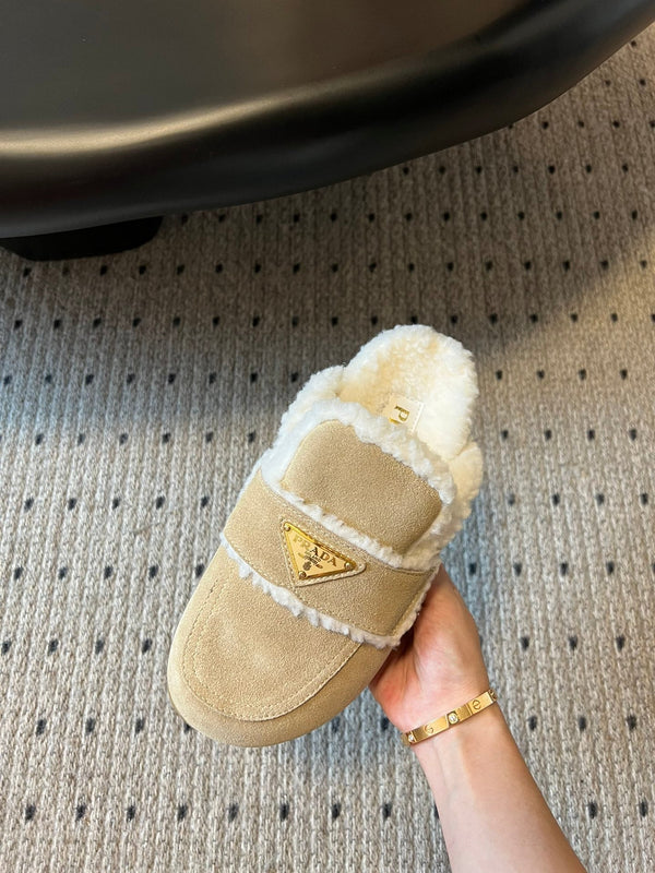 Pra Slippers Light Taupe Suede & Shearling 478566