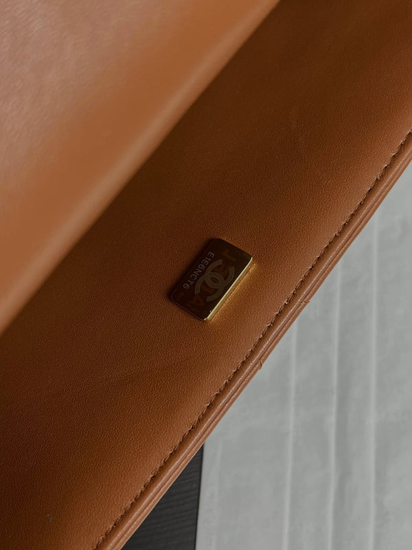 Flap Bag Small 23cm Brown Sherling Lambskin Gold Hardware